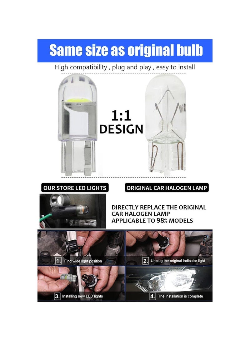 SYOSI LED Bulbs 6000K White, 6000K 68 2825 W5W T10 Wedge COB LED Replacement Bulbs, Super Brightness, for License Plate Lights, Car Position Lamps, Map Light (white, 30pcs) - Image 2