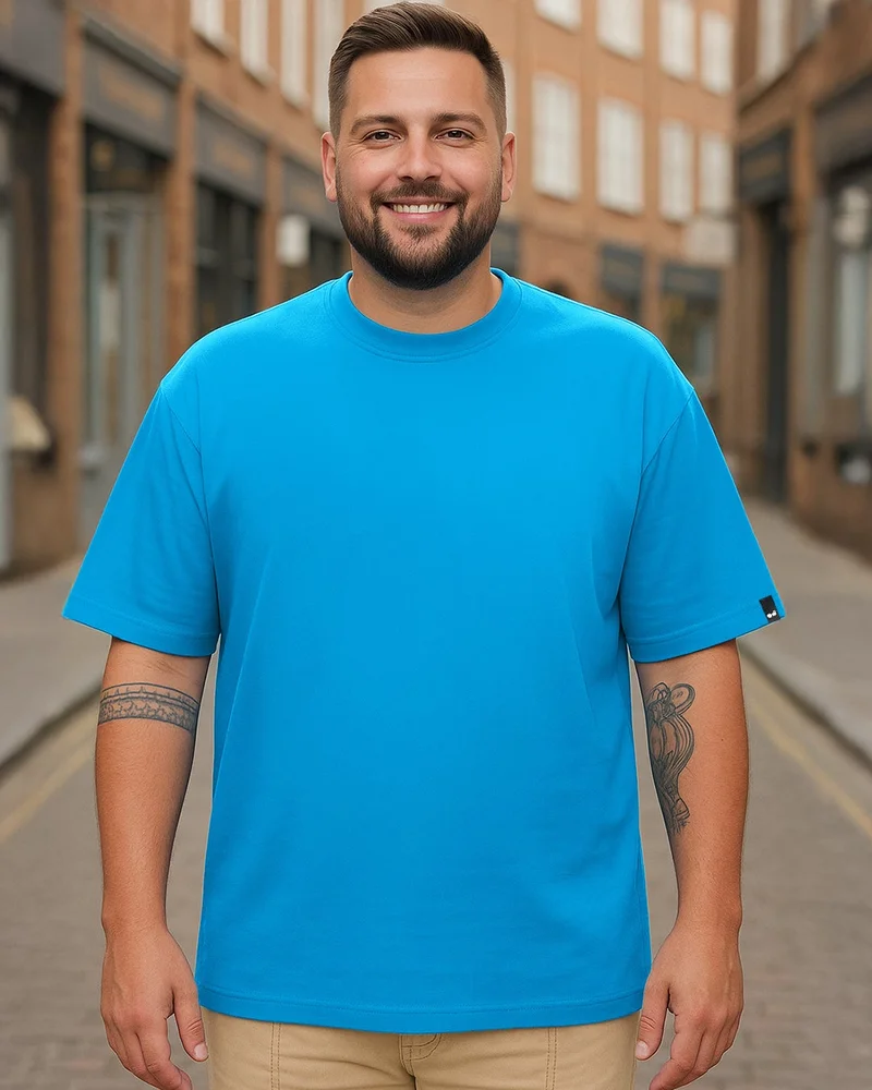 بيواكوف تيشيرت رجالي أزرق كبير الحجم