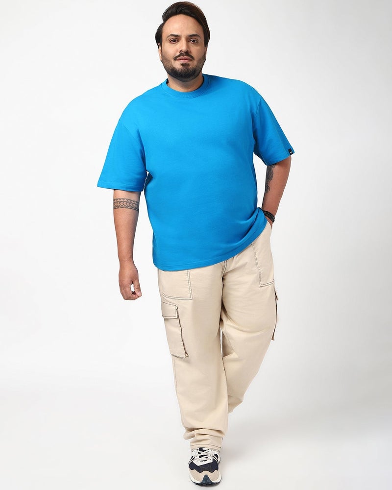 bewakoof Men's Blue Oversized Plus Size T-shirt - Image 4