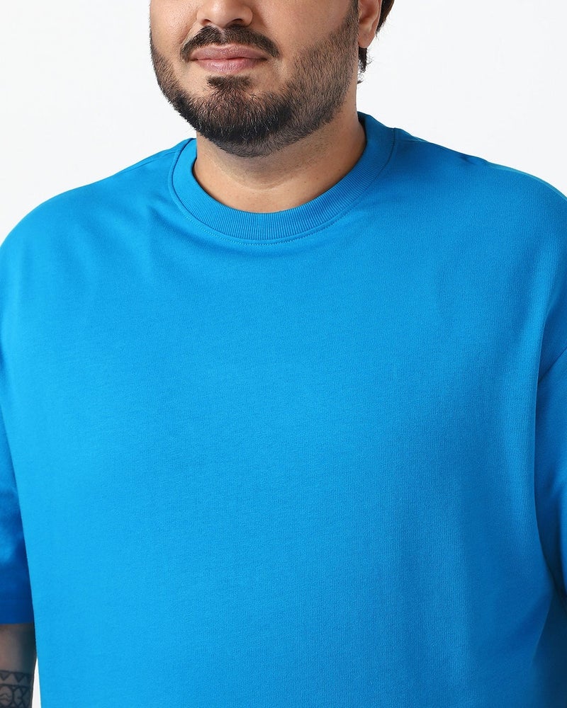 bewakoof Men's Blue Oversized Plus Size T-shirt - Image 5