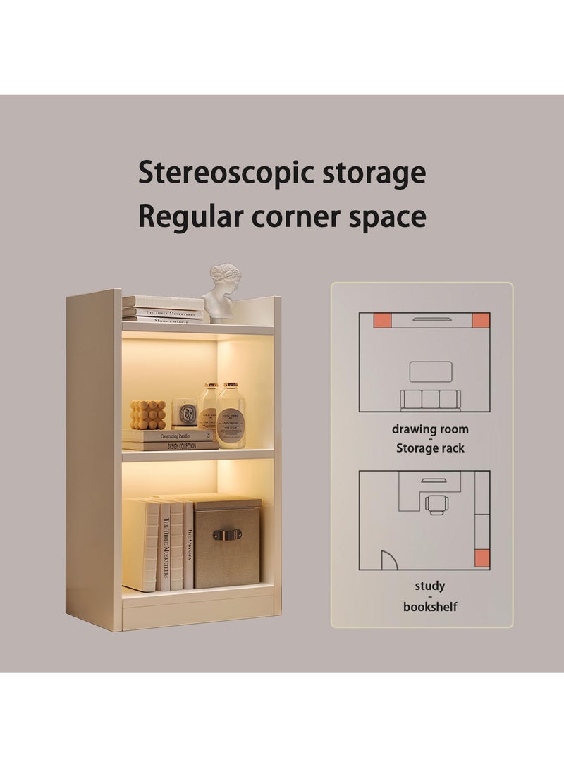 Captaintech 2 Tall Bookcase with Doors Assembled Storage Cabinet, Small Space Floor Display Storage Shelves for Home Office, White - Image 2