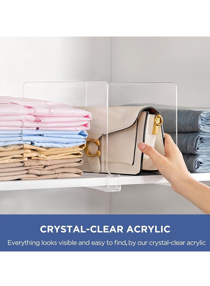 يلا جوي 4 قسمات الرف PCS لمنظمة الخزانة ، قسمة الرف الأكريليك الواضحة للخزانة للرفوف الخشبية ، مناسبة للرفوف الخشبية أو العمودية أو غرفة النوم والمطبخ والمكتب - Image 2