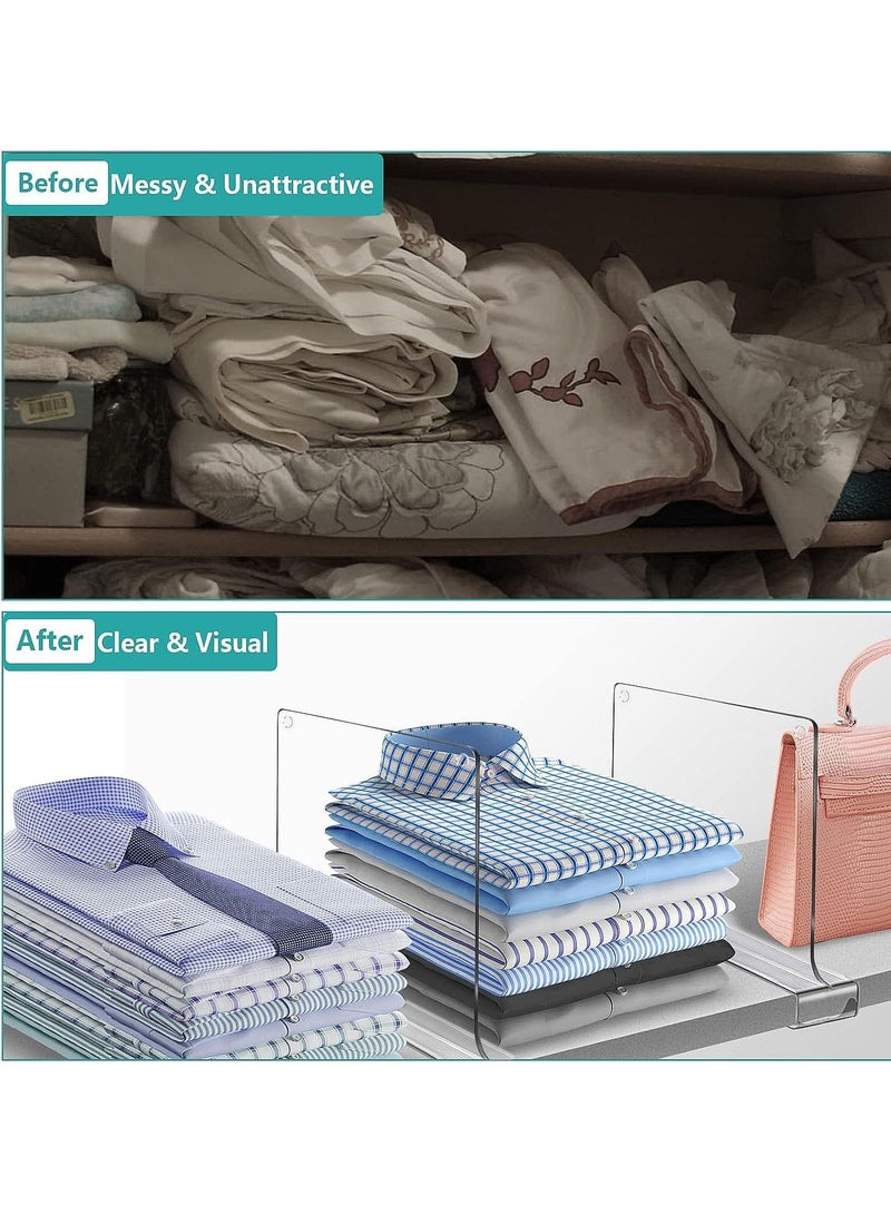 يلا جوي 4 قسمات الرف PCS لمنظمة الخزانة ، قسمة الرف الأكريليك الواضحة للخزانة للرفوف الخشبية ، مناسبة للرفوف الخشبية أو العمودية أو غرفة النوم والمطبخ والمكتب - Image 3