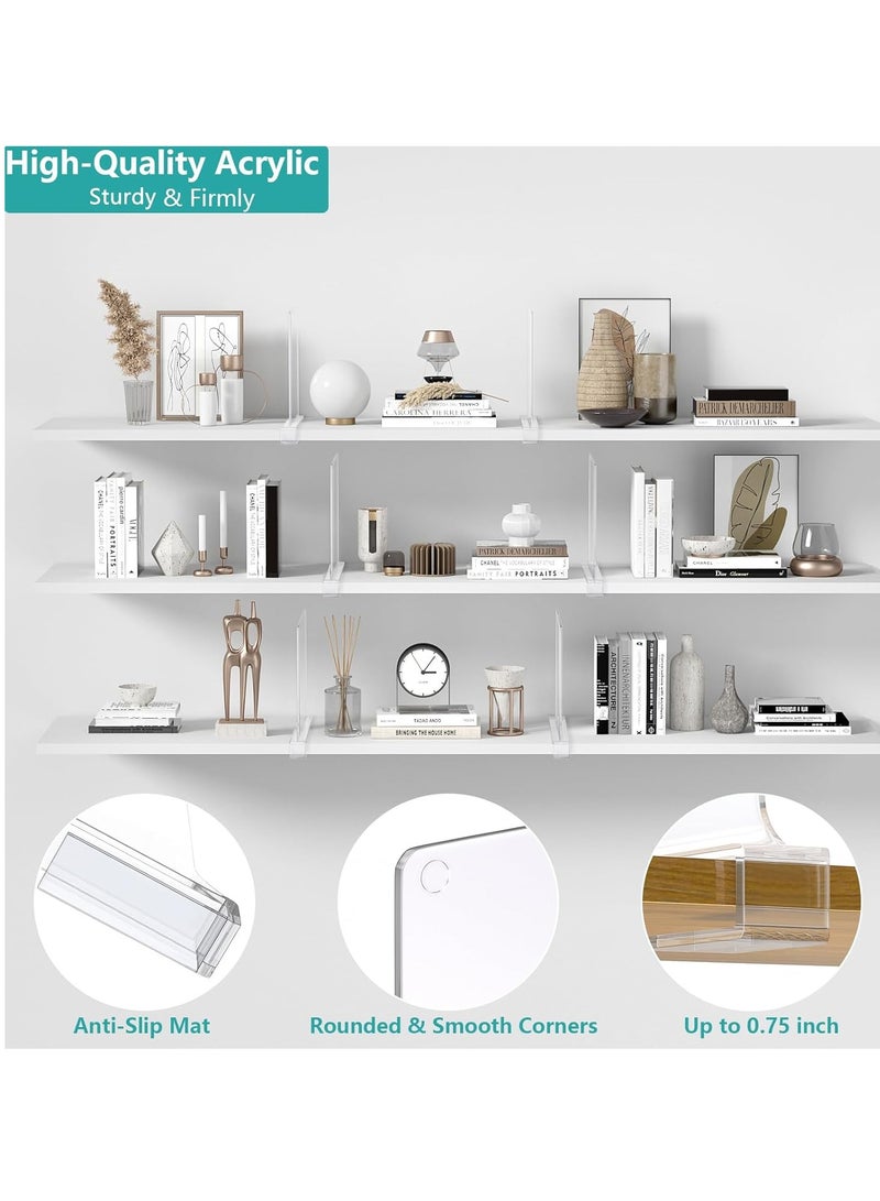 يلا جوي 4 قسمات الرف PCS لمنظمة الخزانة ، قسمة الرف الأكريليك الواضحة للخزانة للرفوف الخشبية ، مناسبة للرفوف الخشبية أو العمودية أو غرفة النوم والمطبخ والمكتب - Image 4