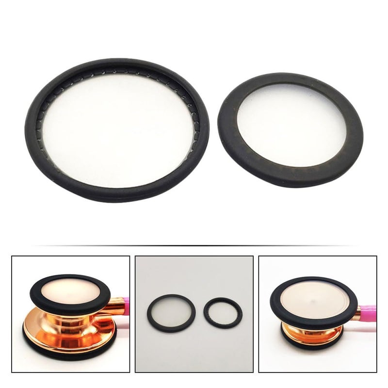 2 Sets Stethoscope Diaphragm Replacement Covers Compatible with Adult and Pediatric Models Rigid Medical Parts for Men and Women Diagnostic Accessories Black - Image 4