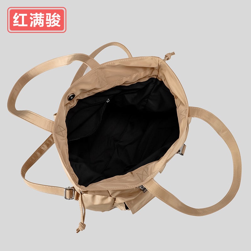 Nylon Drawstring Drawstring Large Capacity Shoulder Bag Simple Multi-Pocket Student Schoolbag Casual All-Match Handbag For Women - Image 4