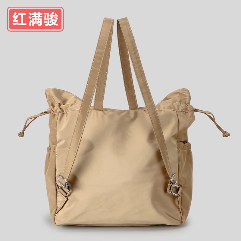 Nylon Drawstring Drawstring Large Capacity Shoulder Bag Simple Multi-Pocket Student Schoolbag Casual All-Match Handbag For Women - Image 3