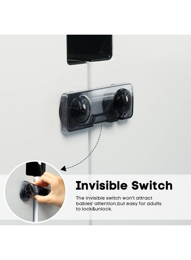 EUDEMON 2 Pack Childproof Refrigerator Lock, Baby Safety French Fridge Door Lock, Freezer Lock, Invisible Cabinet Cupboard Lock for Toddlers, Easy to Install, no Tools Need or Drill (Clear-Black) - Image 4