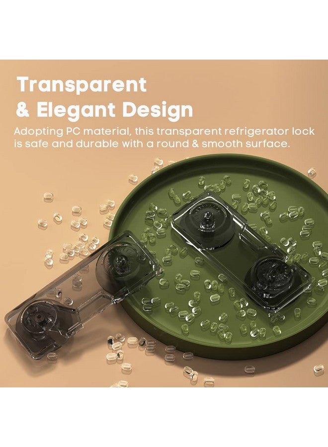 EUDEMON 2 Pack Childproof Refrigerator Lock, Baby Safety French Fridge Door Lock, Freezer Lock, Invisible Cabinet Cupboard Lock for Toddlers, Easy to Install, no Tools Need or Drill (Clear-Black) - Image 1