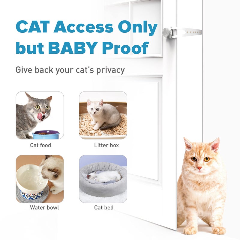 Neobay Adjustable Child Proof Door Lock, Easy Way for Baby Proof Litter Box While Keep Door Prop Open for Cats, Economical Alternative of Pet Gates and Interior Cat Door, White, 2 Packs - Image 3