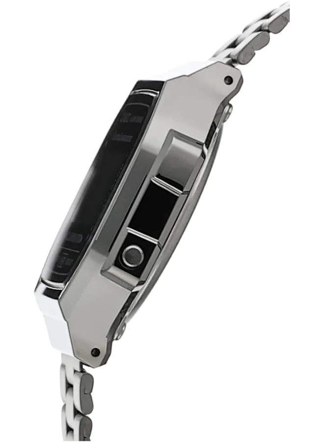 CASIO Unisex Digital Display Watch With Silver Stainless Steel Strap - A-168WGG-1BDF