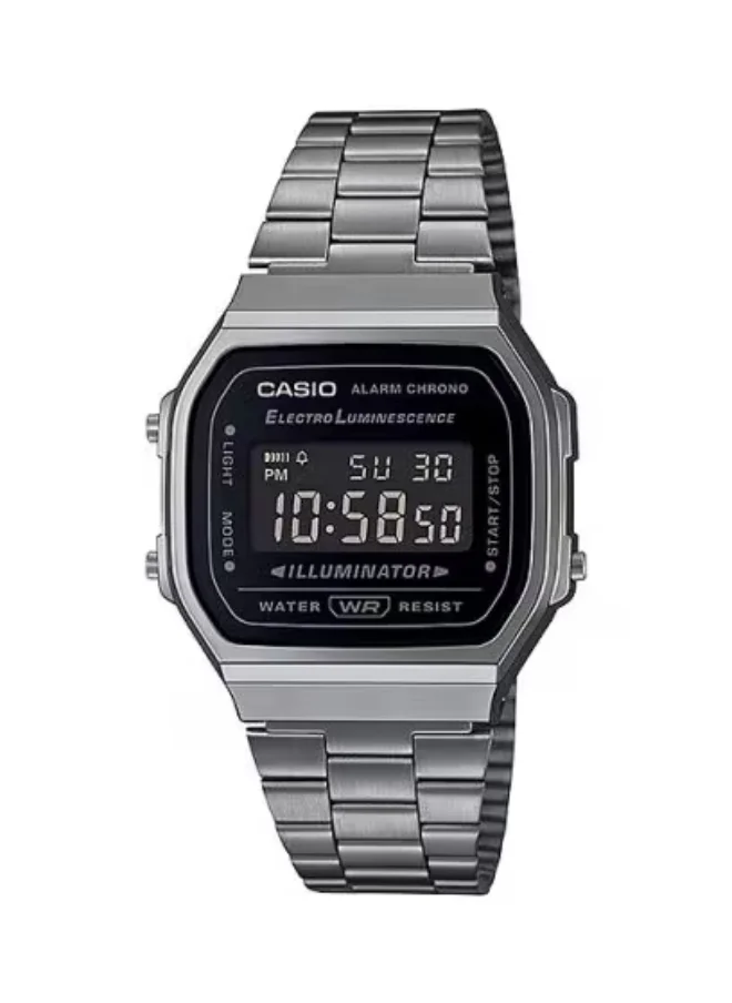 CASIO Men's Digital Display Watch With Gray Stainless Steel Strap - A168WGG-1BDF
