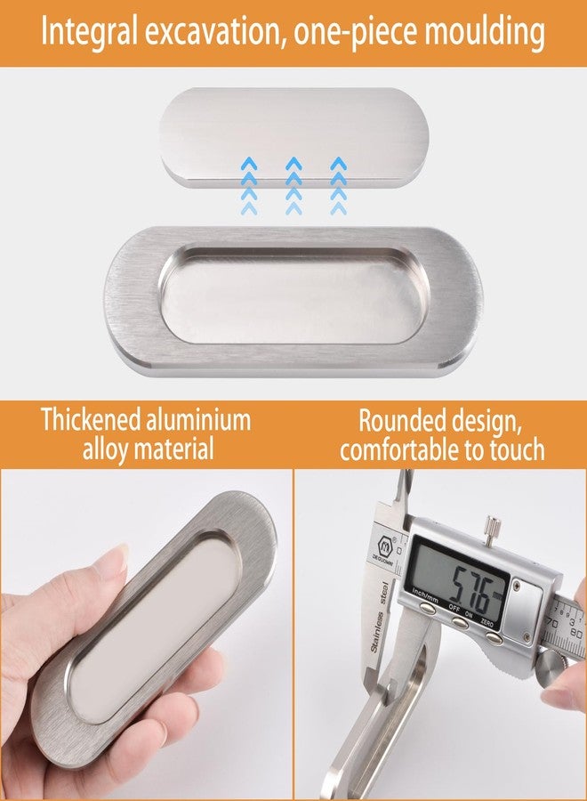 MOROBOR Self-Stick Oval Sliding Door Pulls, 4pcs Brushed Steel Aluminum Alloy Flush Pull Punch-Free Handle for Sliding Barn Door Windows Cabinets/10cm - Image 5