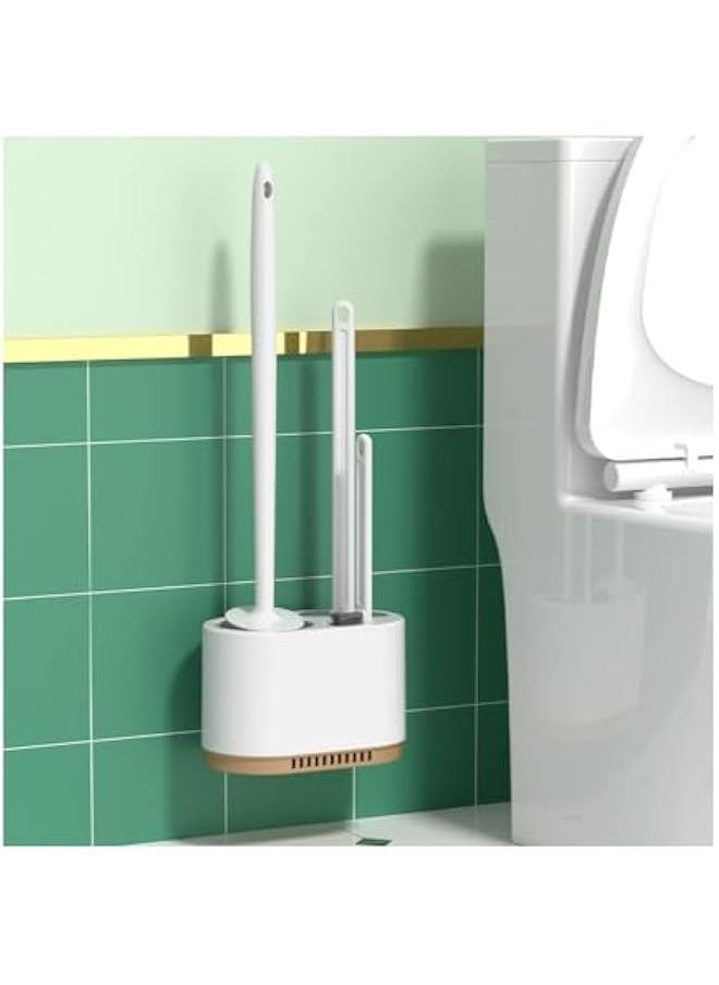 HOOKOR Toilet Brush and Holder, Toilet Brush for Deep Cleaning Toilet Bowl Brush Easy to Clean, White  - Image 1