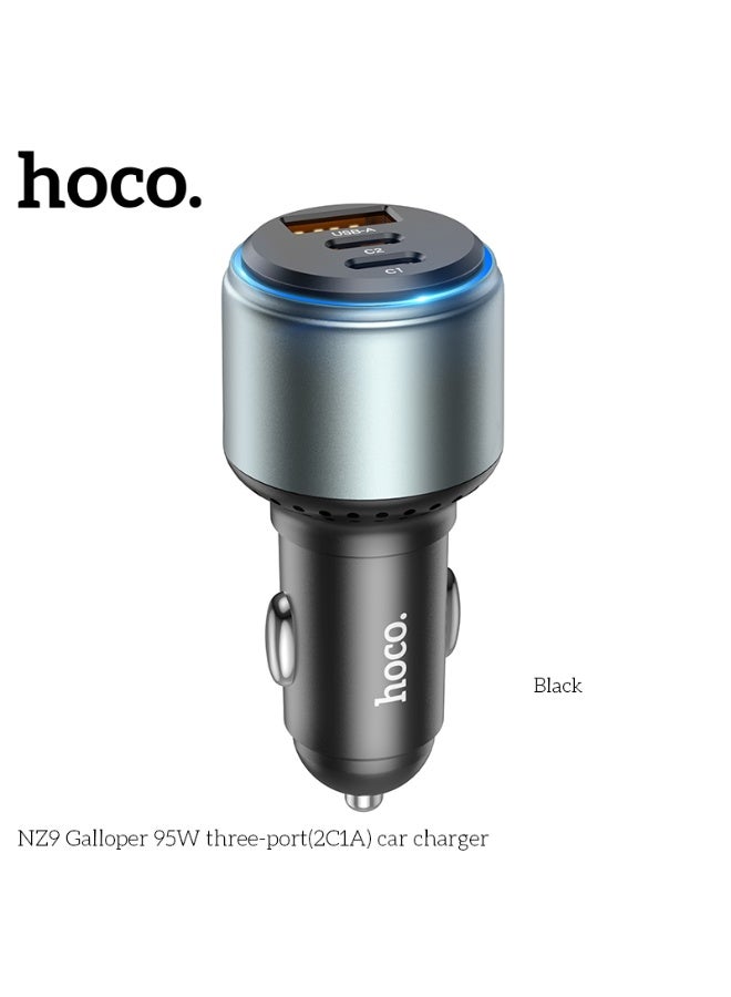 hoco. NZ9 Galloper 95W three-port(2C1A) car charger  - Image 1