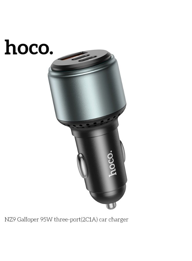 hoco. NZ9 Galloper 95W three-port(2C1A) car charger  - Image 3