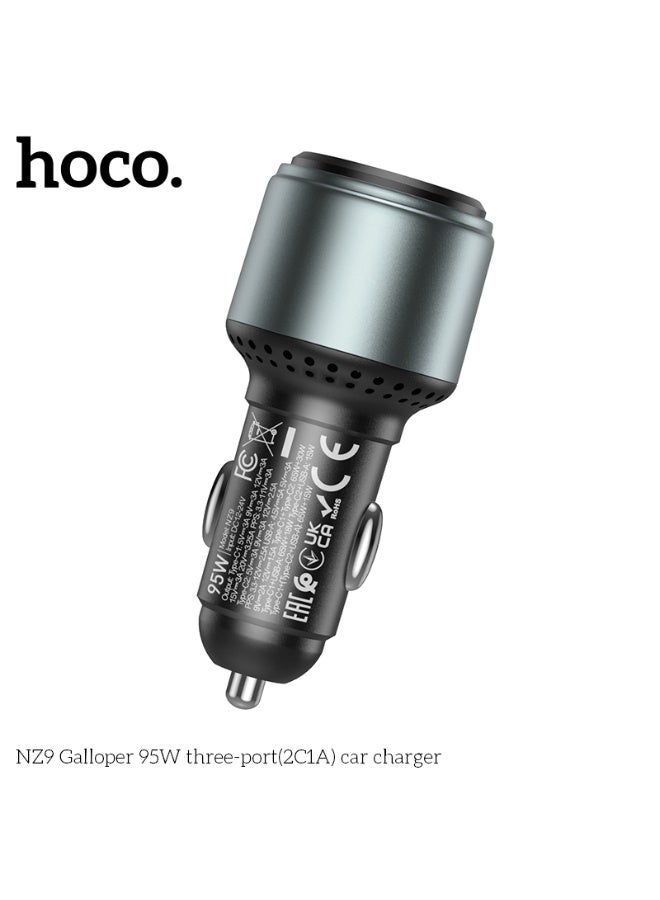 hoco. NZ9 Galloper 95W three-port(2C1A) car charger  - Image 5