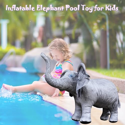 Jet Creations Inflatable Elephant 36" L x 19" H – Gray Blow Up Animal Toy for Kids Ages 3+ – Safari Party, Birthday & Holiday Decoration, Halloween & Fall Decor, Yard Display, VBS, Pool Play, 1 PC - Image 4
