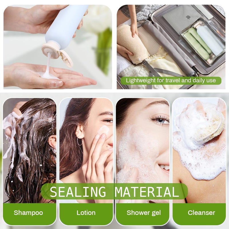 M'AYCREATE MAYCREATE® 4Pcs Travel Bottle Kit for Toiletries, 260ml PE Travel Toiletry Bottles Kit, Refillable Empty Squeeze Bottle for Lotion Shampoo Dispenser with Leakproof Flip-up Lid - Image 5