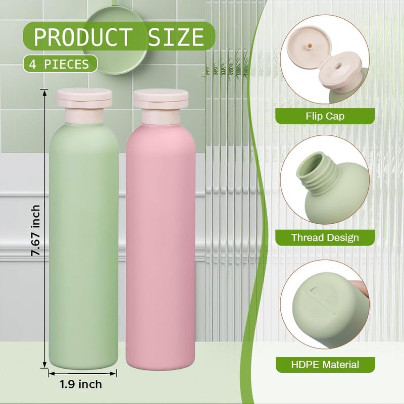 M'AYCREATE MAYCREATE® 4Pcs Travel Bottle Kit for Toiletries, 260ml PE Travel Toiletry Bottles Kit, Refillable Empty Squeeze Bottle for Lotion Shampoo Dispenser with Leakproof Flip-up Lid - Image 2