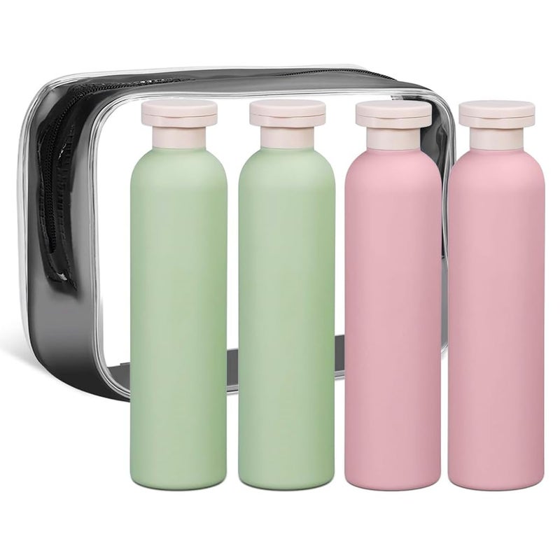 M'AYCREATE MAYCREATE® 4Pcs Travel Bottle Kit for Toiletries, 260ml PE Travel Toiletry Bottles Kit, Refillable Empty Squeeze Bottle for Lotion Shampoo Dispenser with Leakproof Flip-up Lid - Image 1
