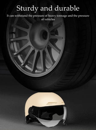 3C Certified Electric Vehicle Helmet，Sun-Protection Motorbike Helmet with Short Goggles，Safe and Comfortable，Breathable, Sturdy and Durable，Unisex，Beige - view 3