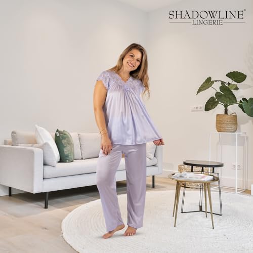 Shadowline Women's Silhouette Short Cap Sleeve Pajama Set, Peri Frost, Medium - Image 2