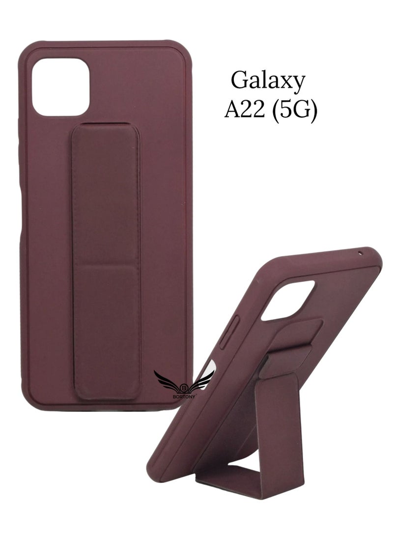 BORTONY Fully Covered With Finger Grip Stand Holder Anti Slip Shockproof Protective Case Cover For Samsung Galaxy A22 (5G) - Image 1