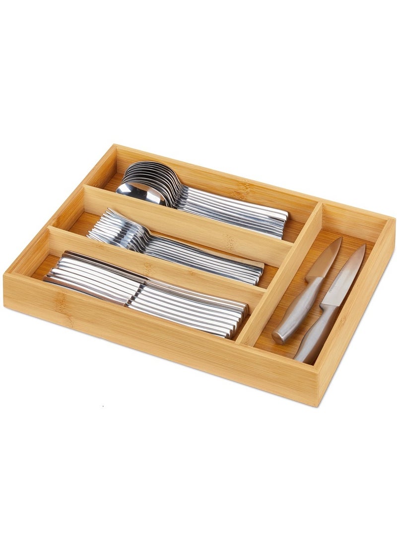 Generic - Organic Bamboo Extending Cutlery Drawer Tray 4 Compartment Durable - Image 1