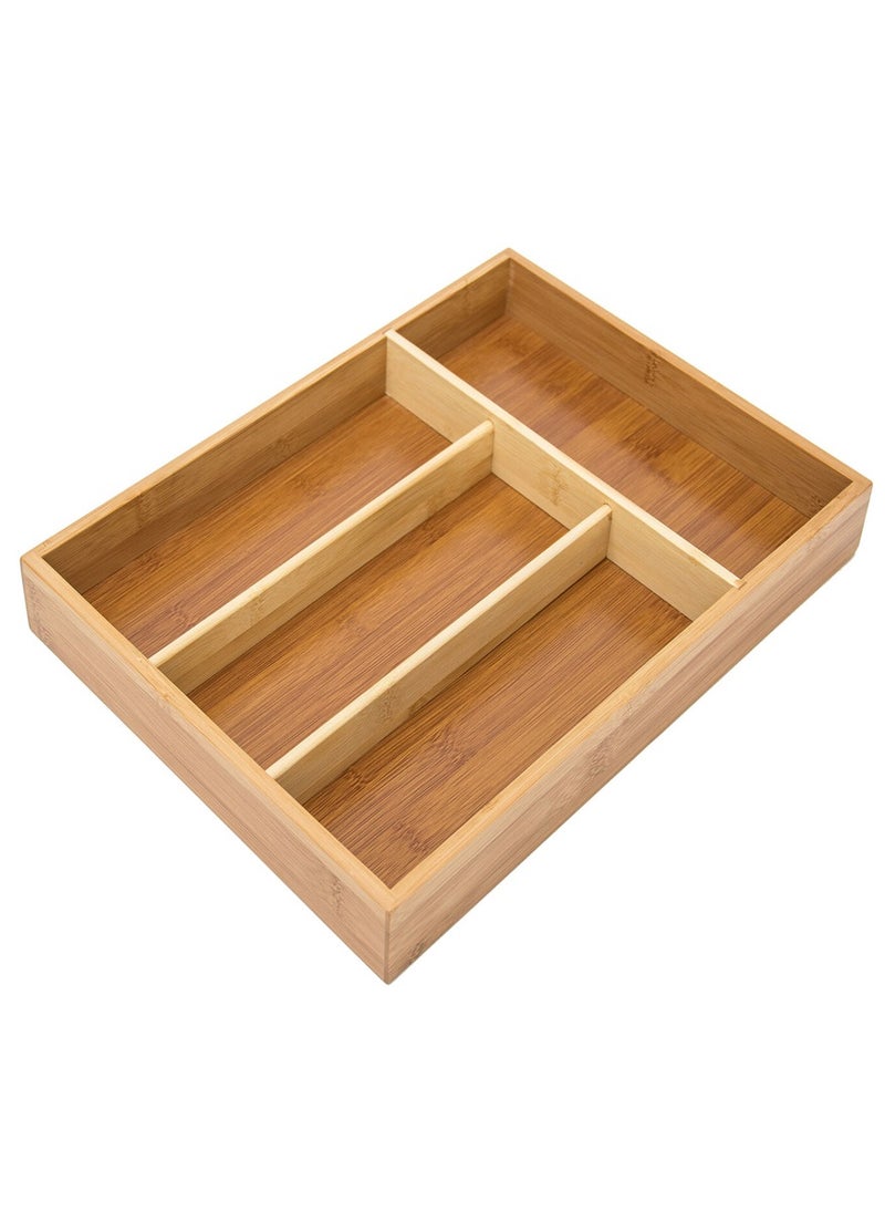 Generic - Organic Bamboo Extending Cutlery Drawer Tray 4 Compartment Durable - Image 1