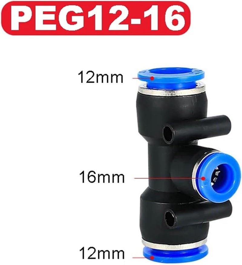 توصيلات هواء سريعة التوصيل من نوع Pneumatic Quick Connect Slip Lock Tee لأنابيب البلاستيك 100 قطعة PEG 12 16 - Image 3