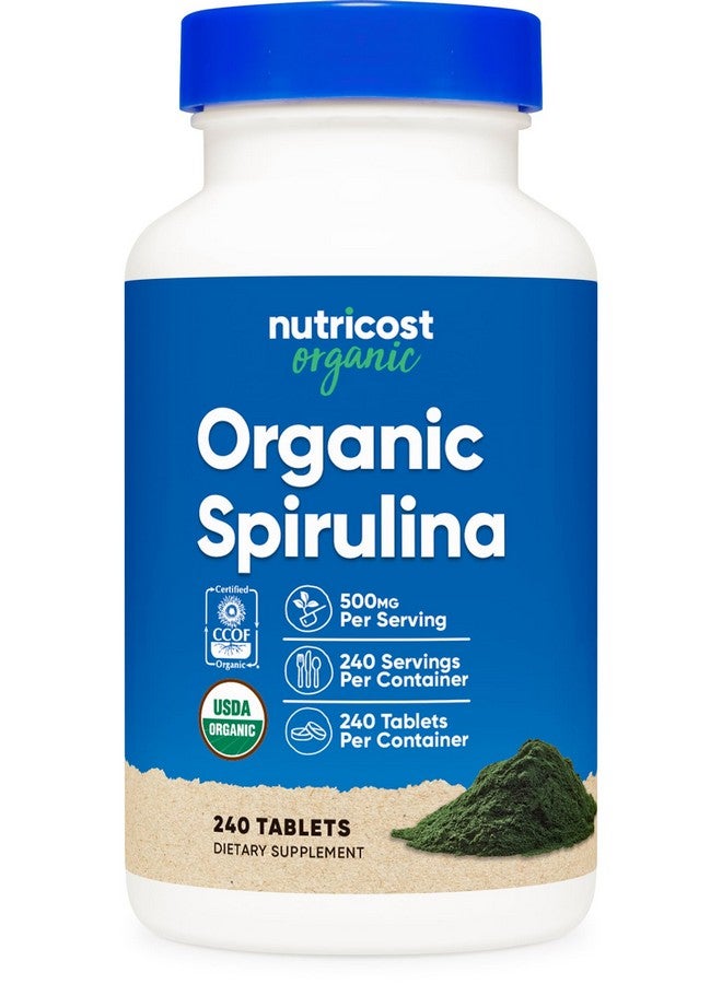 Nutricost Organic Spirulina 500mg, 240 Tablets - Gluten Free, Non-GMO - Image 1