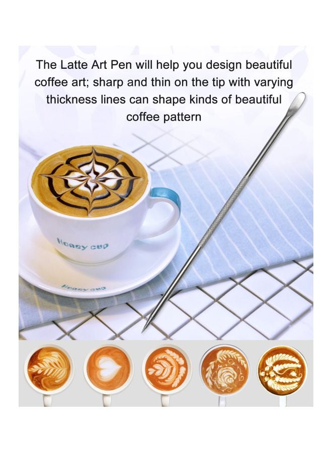 Alyashmac Pack Of 2 Stainless Steel Milk Frothing Jug With Latte Art Pen Multicolour 11x9.3cm - Image 5