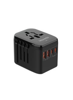Moxedo Moxedo 20W Universal Travel Adapter AC Outlet Wall Charger with Ultra-Fast 2 USB-C / 2 USB-A / 1 AC Outlet PD 3.0 for UK EU US AU All Countries - Black 