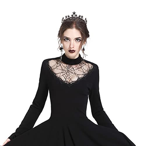 Vofler Star Costume Crown, Celestial Moon Goddess Tiara - Vofler Halloween Star Goddess Sun Stellar Planet Black Halo Tiara Headband Headpiece for Women Lady Girl Bride Princess Birthday Pageant Prom Party - Image 3
