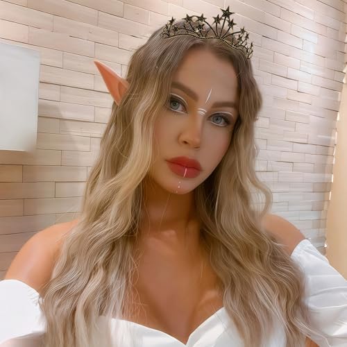 Vofler Star Costume Crown, Celestial Moon Goddess Tiara - Vofler Halloween Star Goddess Sun Stellar Planet Black Halo Tiara Headband Headpiece for Women Lady Girl Bride Princess Birthday Pageant Prom Party - Image 2