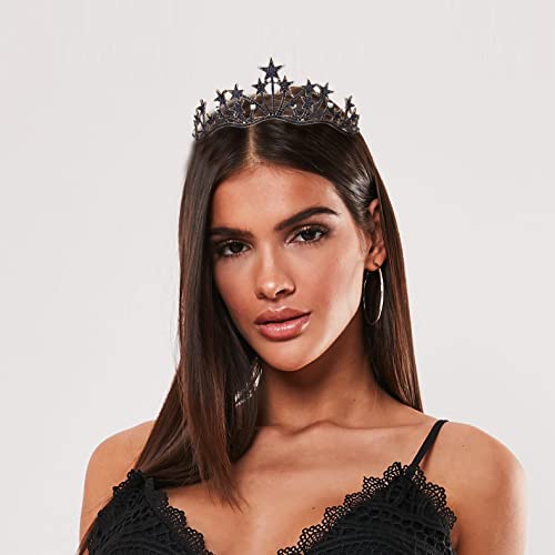 Vofler Star Costume Crown, Celestial Moon Goddess Tiara - Vofler Halloween Star Goddess Sun Stellar Planet Black Halo Tiara Headband Headpiece for Women Lady Girl Bride Princess Birthday Pageant Prom Party - Image 5