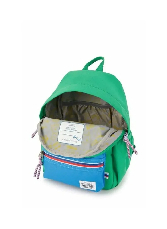 AMERICAN TOURISTER Little Carter Backpack , Polyester, Green / Blue|Antimicrobial Lining||Perfect for Kids|Lightweight|Adjustable Padded Strap - 1 Year Global Warranty