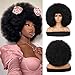 Kalyss Kinky Curly Afro Wig with Bangs 70s Afro Wigs for Black Women Glueless Wear and Bouncy Afros Wigs Natural Black,16 Inches - Image 3