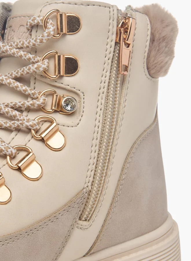 Lee Cooper Girls Panelled Ankle Boots With Zip Closure