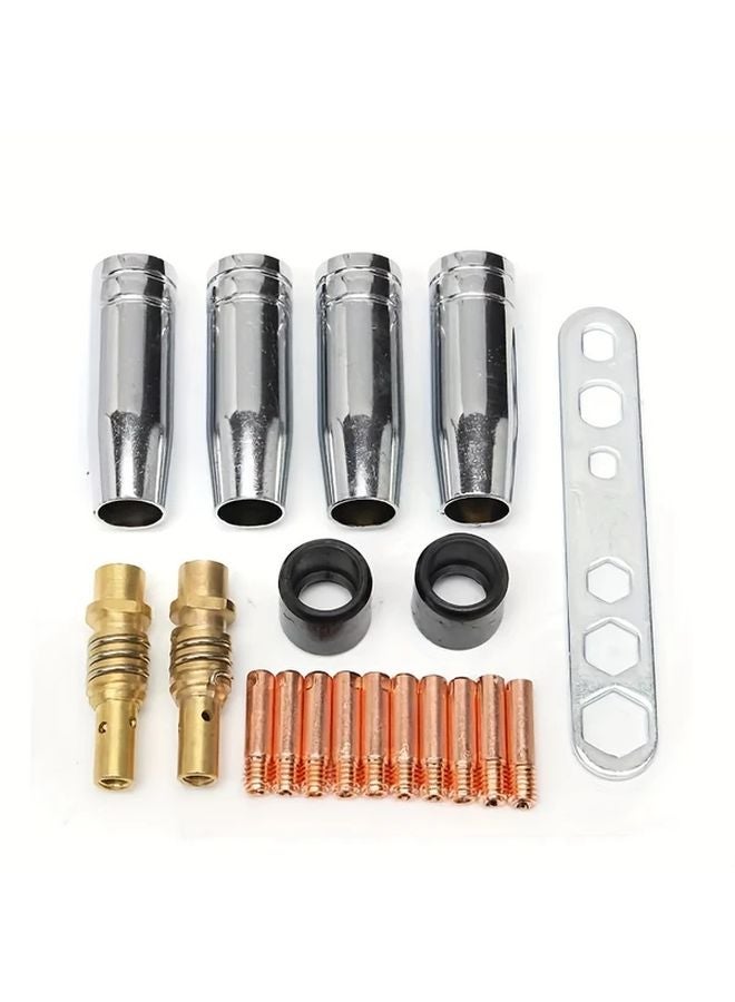 19 قطعة مجموعة مسدس لحام MIG لـ Binzel 15AK مع 17 فوهة و2 مم أطراف تلامس ومفتاح علبة - Image 2