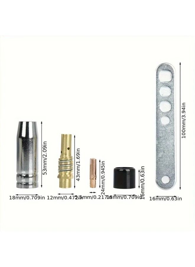 19 قطعة مجموعة مسدس لحام MIG لـ Binzel 15AK مع 17 فوهة و2 مم أطراف تلامس ومفتاح علبة - Image 3