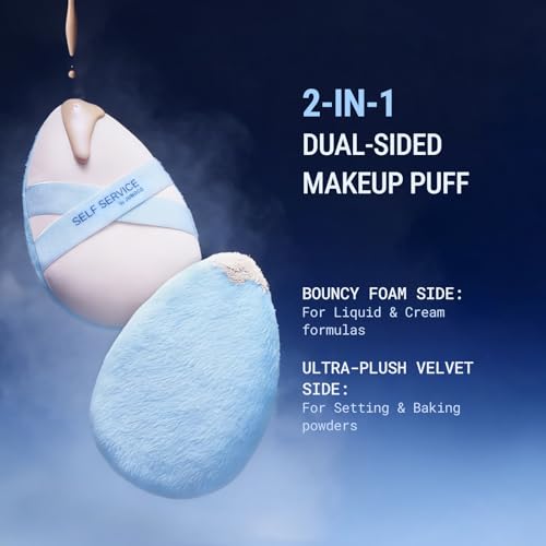JUNO & Co. JUNOCO. Soufflé Duo Dual-Sided Makeup Puff & Powder Puff – 2-in-1 for Liquid Foundation & Setting Powder, Bouncy Foam + Velvet Side, Vegan & Cruelty-Free, Reusable - Image 2