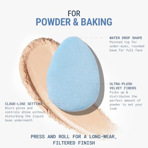 JUNO & Co. JUNOCO. Soufflé Duo Dual-Sided Makeup Puff & Powder Puff – 2-in-1 for Liquid Foundation & Setting Powder, Bouncy Foam + Velvet Side, Vegan & Cruelty-Free, Reusable - Image 4