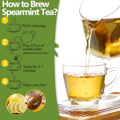 ULTHMOK Premium 60 Spearmint Tea Bags, Made with 100% Pure Natural Spearmint Leaves, Caffeine Free & No Additives. - Image 5