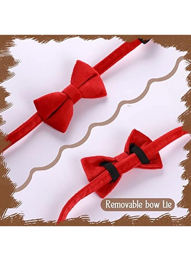 2 Pcs Velvet Cat Collar with Bell and Bowtie, Adjustable Breakaway Cat Collars Kitten Small Puppy Safety Bow Tie Solid Wedding Basic Color Cat Bow Tie Collar - Image 5