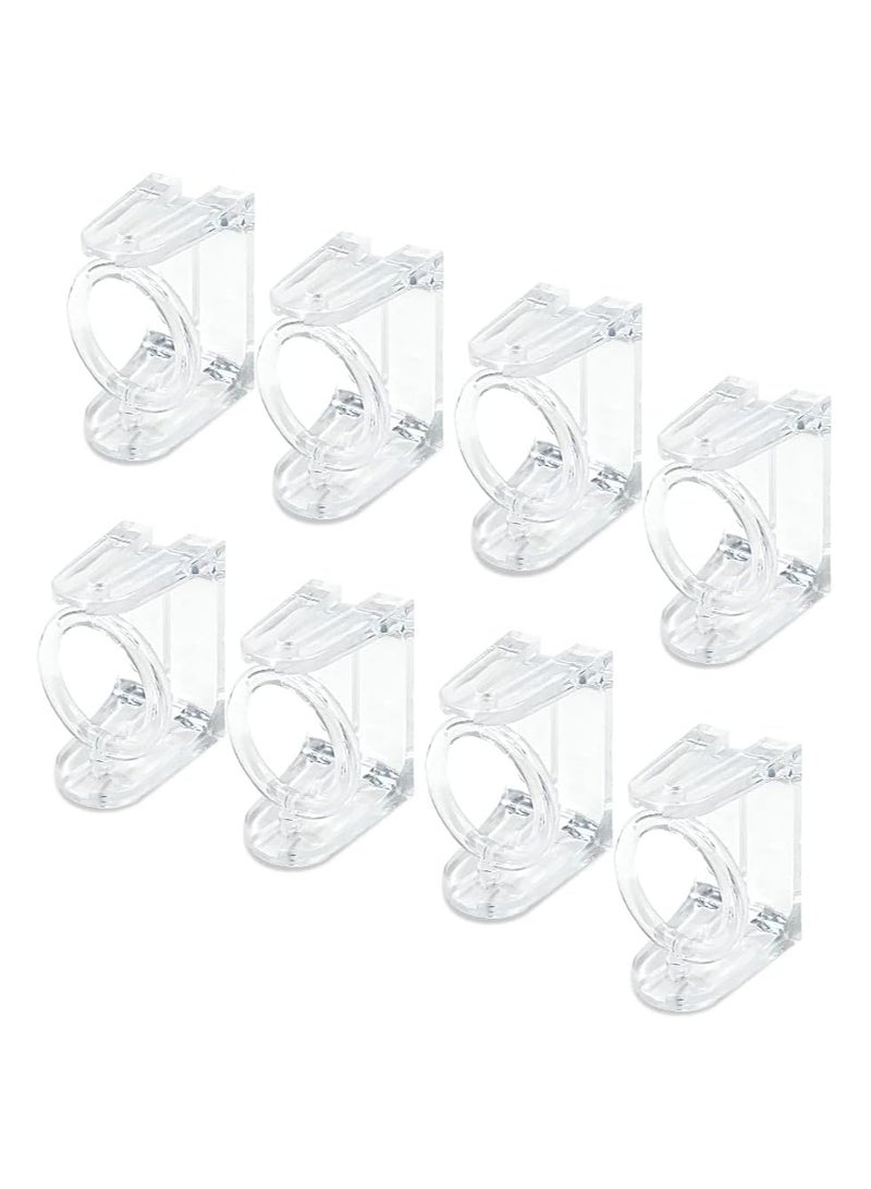 KASTWAVE Self Adhesive Rotating Ring Curtain Rod Brackets, No Drilling, Adjustable Curtain Rod Holders for Kitchen, Bathroom, Hotel, 8Pcs (Clear)  - Image 1