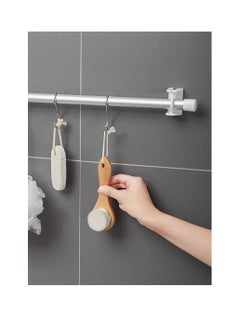 KASTWAVE Self Adhesive Rotating Ring Curtain Rod Brackets, No Drilling, Adjustable Curtain Rod Holders for Kitchen, Bathroom, Hotel, 8Pcs (Clear)  - Image 3