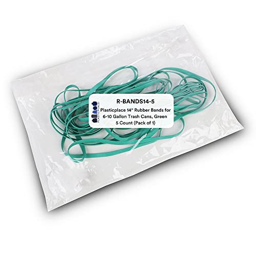 Plasticplace 14 Rubber Bands for 610 Gallon Trash Cans Green 5 Count Heavy Duty Bands for Trash Bags Garbage Can Small Kitchen Trash Cans Office and Bathroom Trash Cans Elastic Bands Clip - Image 1