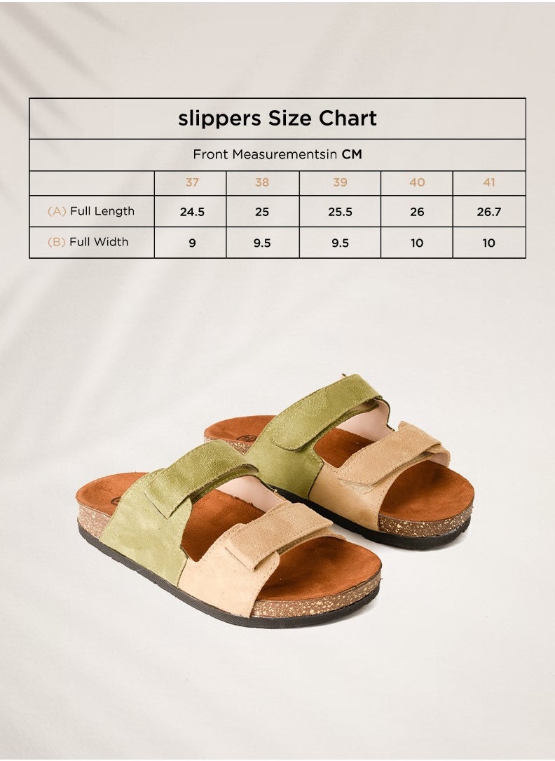 Pavo - Slippers Beige x Olive - Image 1